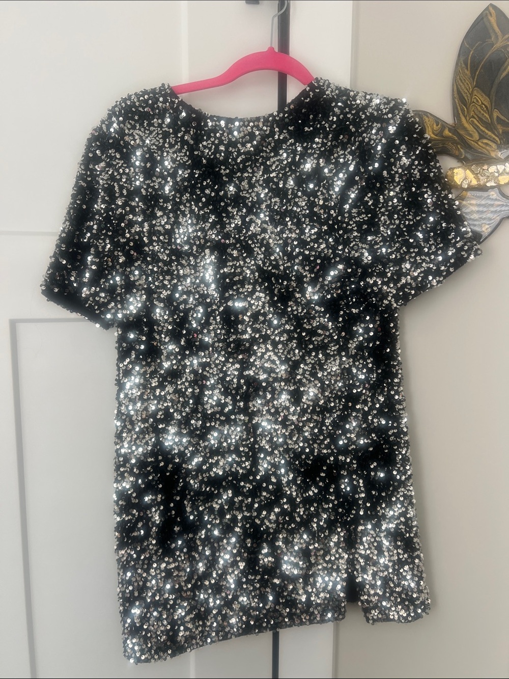 Vici Black Sequin Short Sleeve Party Dress